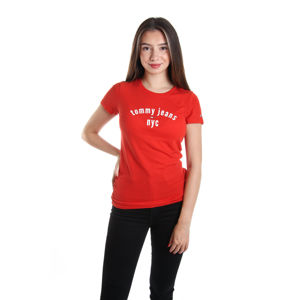 Tommy Jeans dámské červené tričko Essential